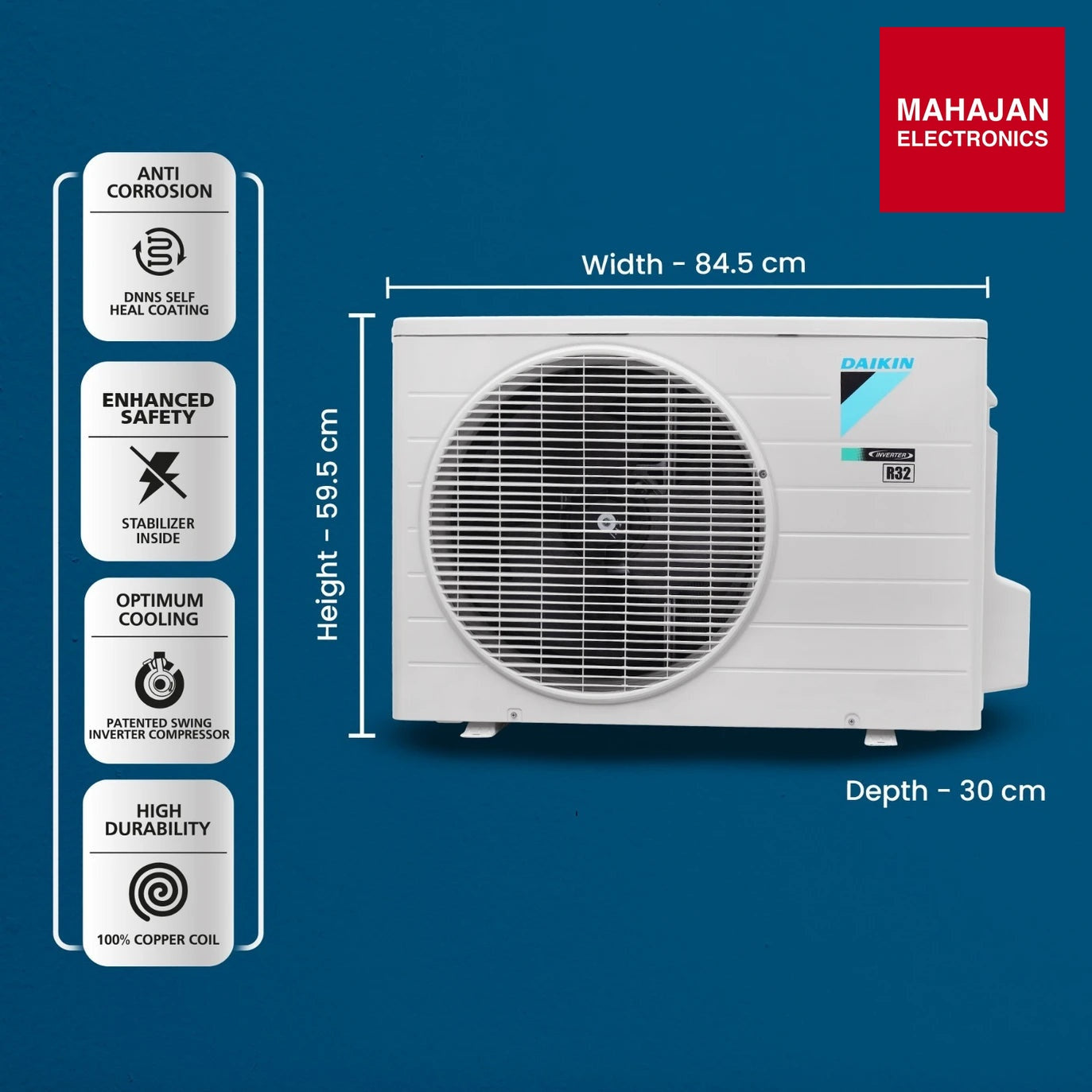 Daikin FTKC48XV16VLA 1.4 Ton 3 Star Inverter Split AC | Dew Clean | Triple Display | PM 2.5 Filter | R32 – Mahajan Electronics Online.