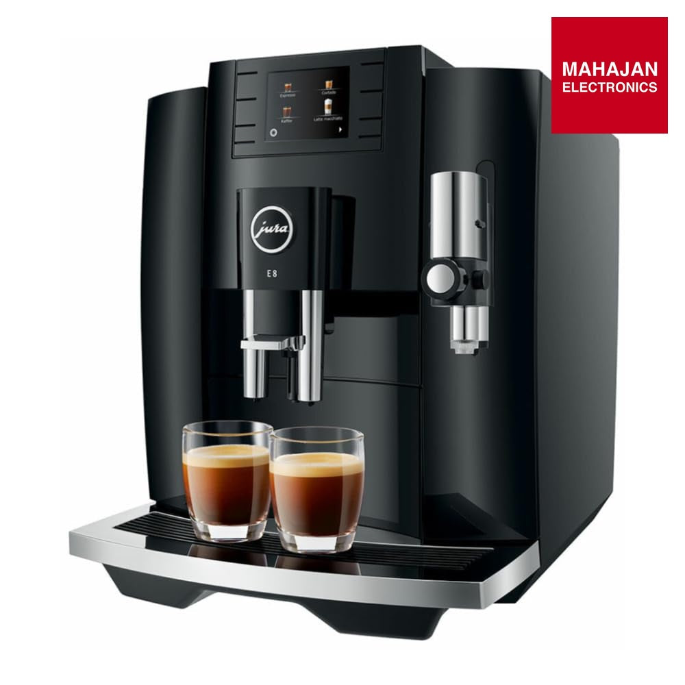 Jura E8 Automatic Coffee Machine (15270, Piano Black) Bundle with Glass Milk Container (2 Items) – Mahajan Electronics Online.