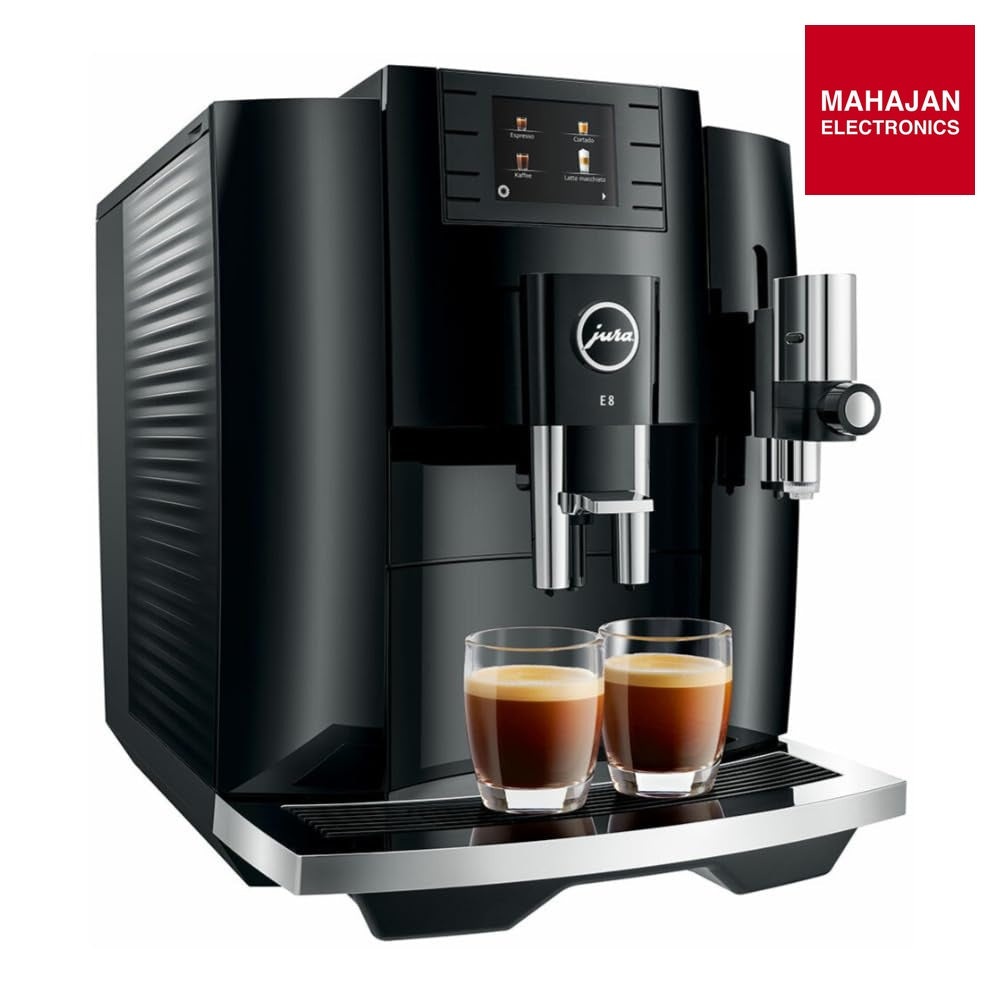 Jura E8 Automatic Coffee Machine (15270, Piano Black) Bundle with Glass Milk Container (2 Items) – Mahajan Electronics Online.