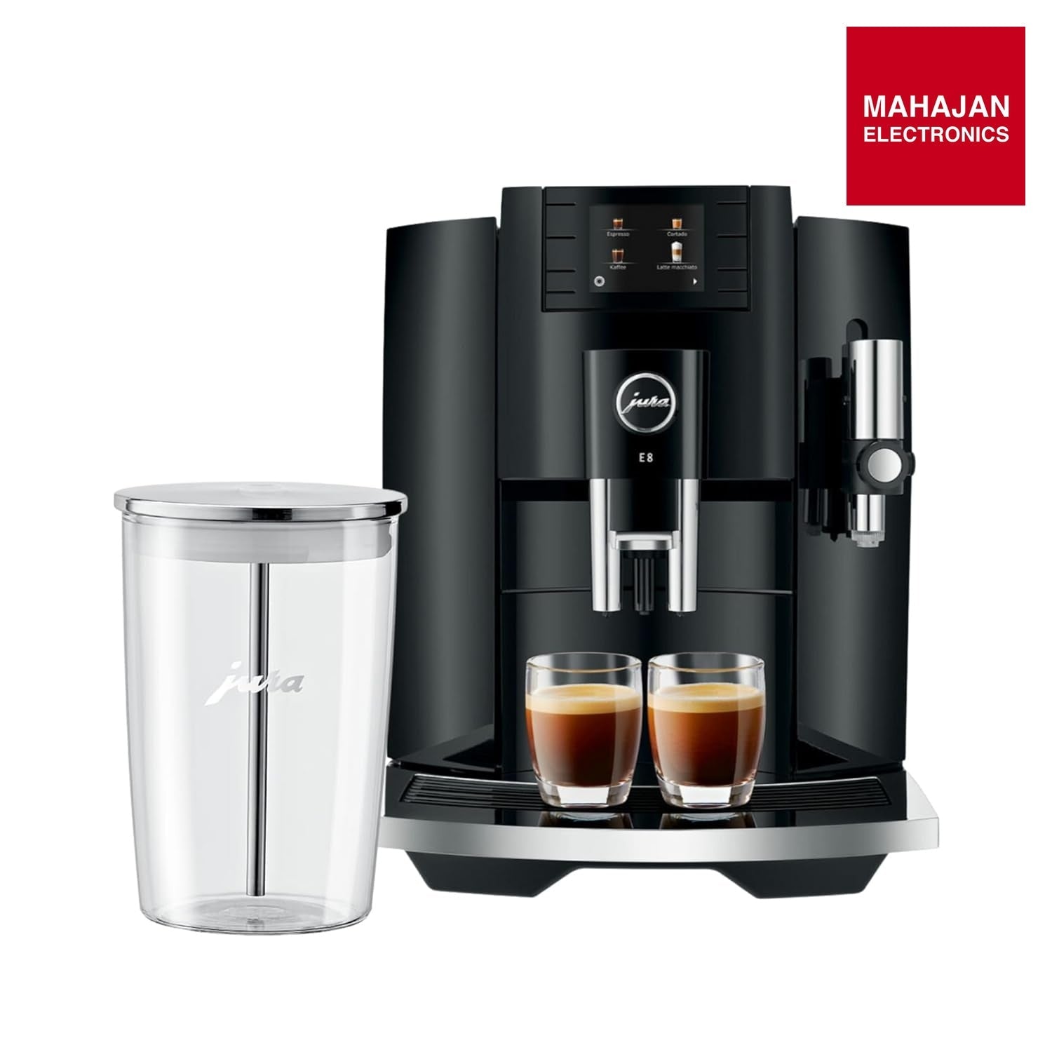 Jura E8 Automatic Coffee Machine (15270, Piano Black) Bundle with Glass Milk Container (2 Items) – Mahajan Electronics Online.