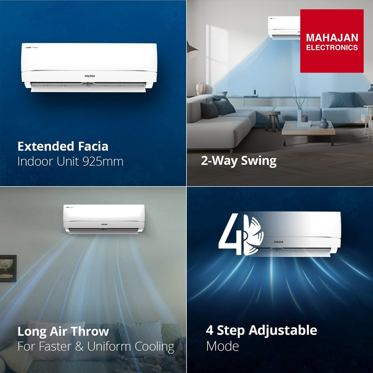 Voltas 183INV VECTRA AURA (2026 Series) 1.5 Ton 3 Star Inverter Split AC – 5-in-1 Adjustable Mode, Copper – Mahajan Electronics Online.