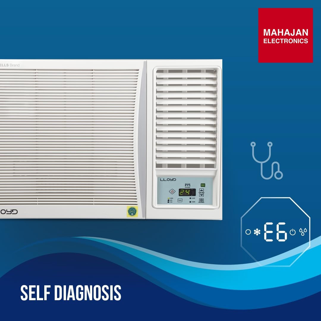 Lloyd GLW18I5AGSPR (2026) 1.5 Ton 5 Star Fixed Speed Window AC (Copper, White with Silver Deco Strip-Online – Mahajan Electronics Online.