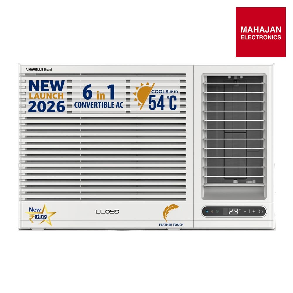 Lloyd GLW18I5AGSPR 1.5 Ton 5 Star Side Throw Inverter Window AC (6 in 1 Convertible, Cools Up To 54°C, Turbo – Mahajan Electronics Online.