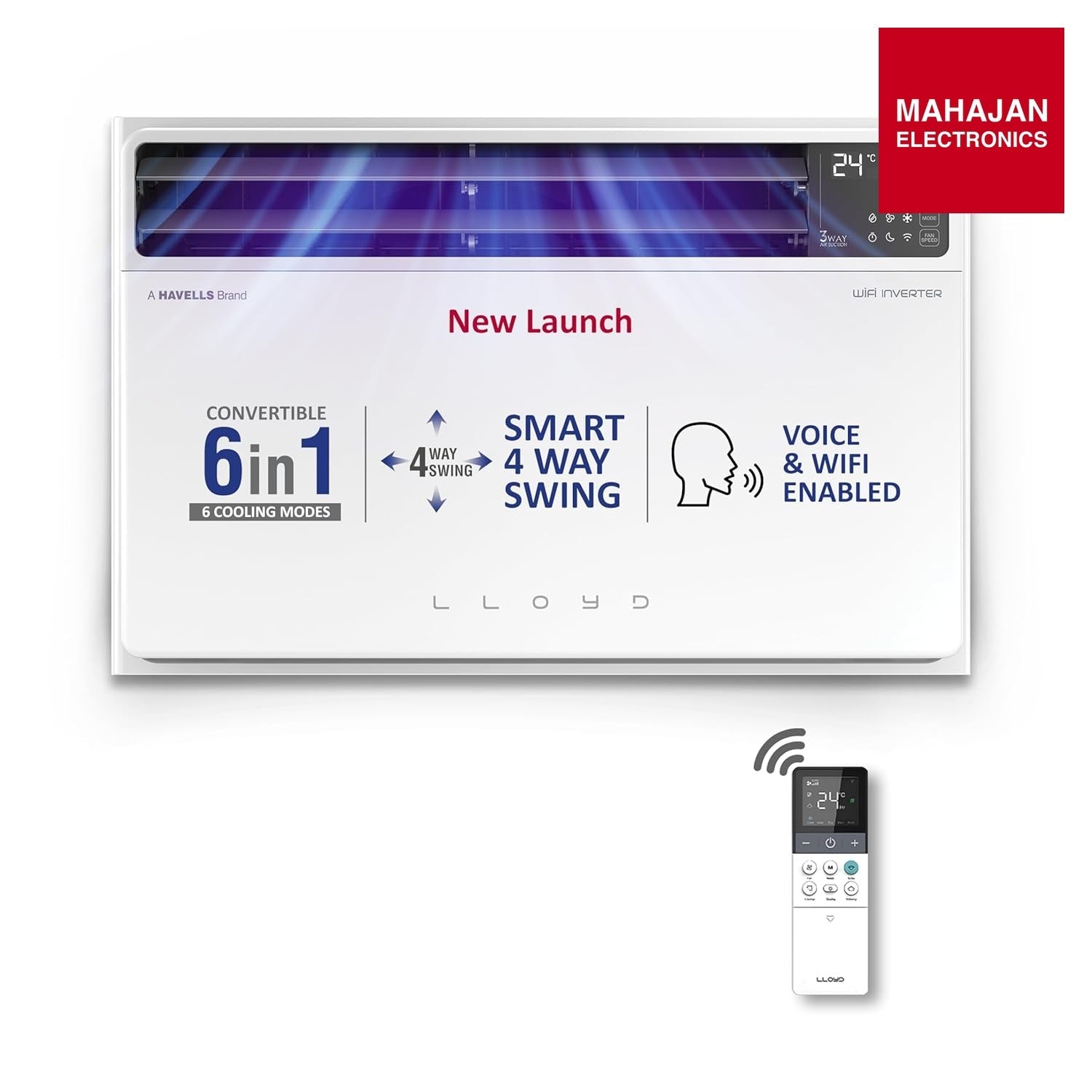 Lloyd GLW18V5AGTPR (2026 MODEL) 1.5 Ton 5 Star Inverter Window AC (Copper, Convertible 6-in-1 cooling, 4 Way – Mahajan Electronics Online.