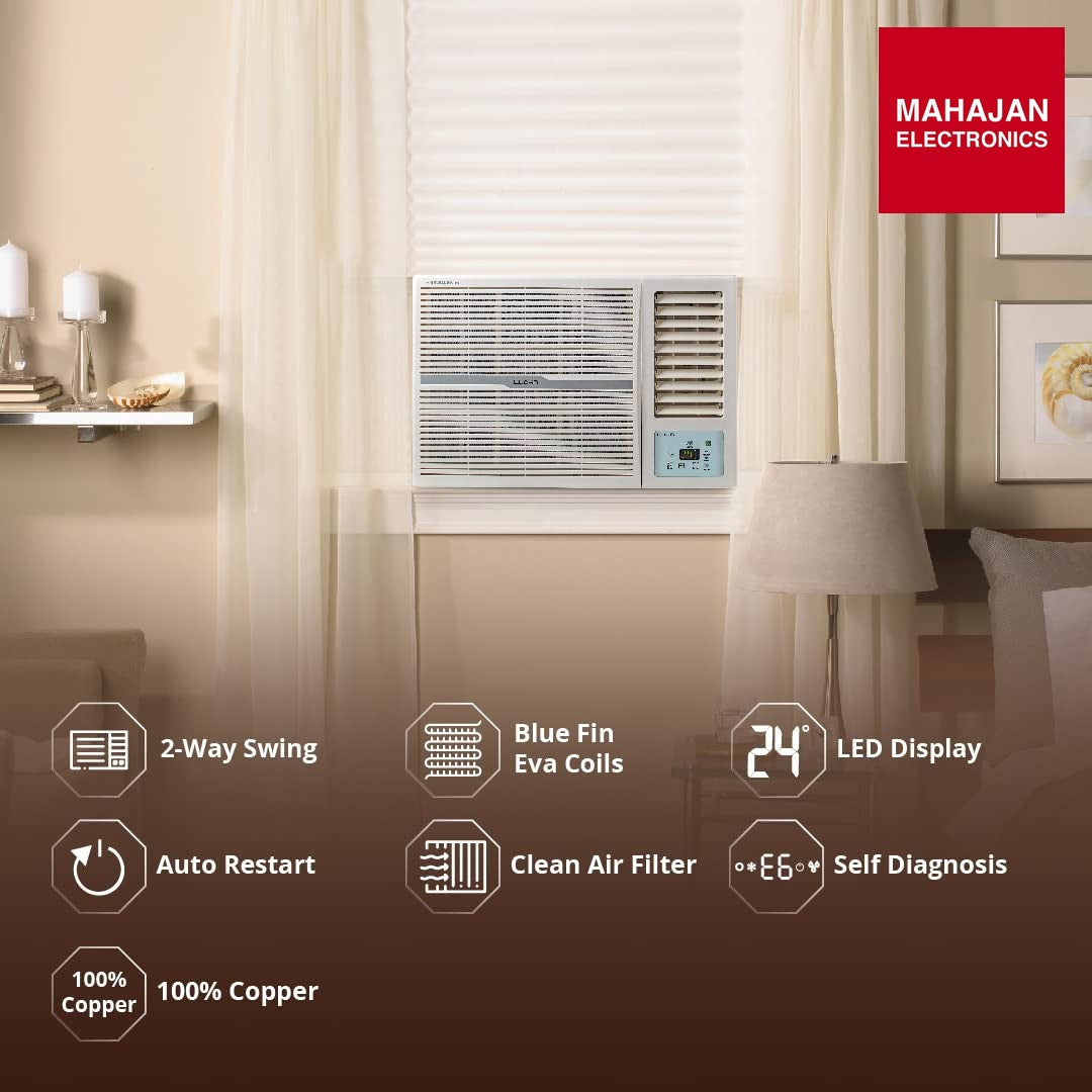Lloyd_GLW12D2FESSW_1.0_Ton_2_Star_Fixed_Speed_Window_AC_100_Copper_White_with_Silver_Deco_Strip_-Online_Mahaja – Mahajan Electronics Online.