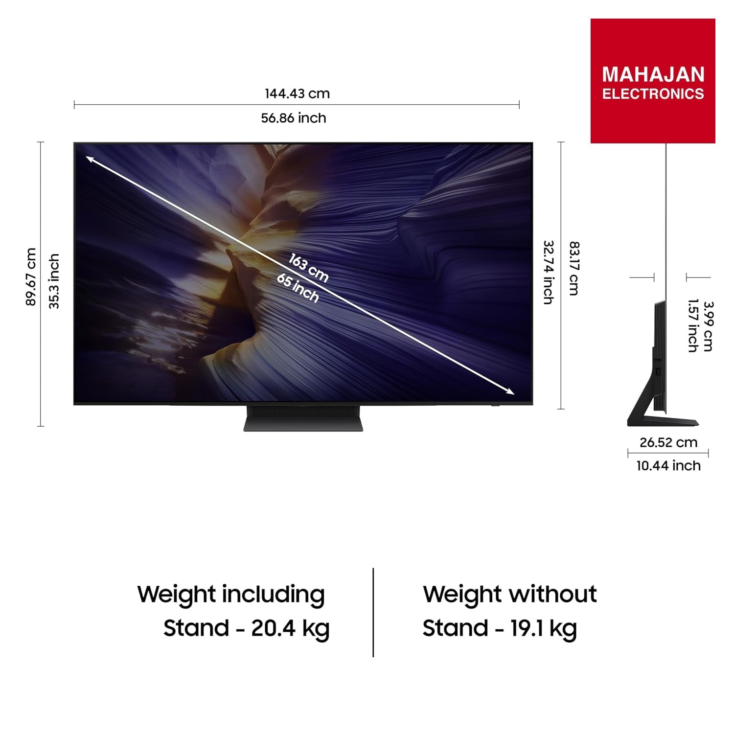 Samsung QA65S90HAELXL&nbsp;65 Inch 4K Ultra HD Smart OLED TV – Graphite Black | OLED HDR+, 144Hz, Dolby Atmos – Mahajan Electronics Online.