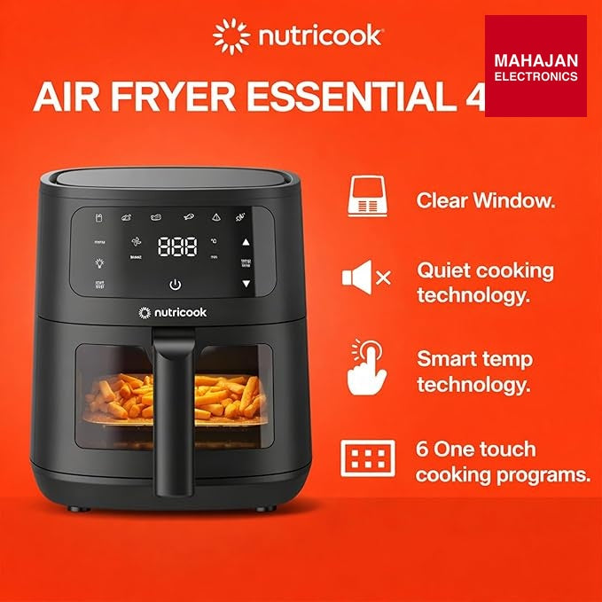 Nutricook Essential 4.5L Air Fryer , 2026 New Launch, 100% Toxin-Free Ceramic Coating - No PTFE, PFAS, PFOA – Mahajan Electronics Online.