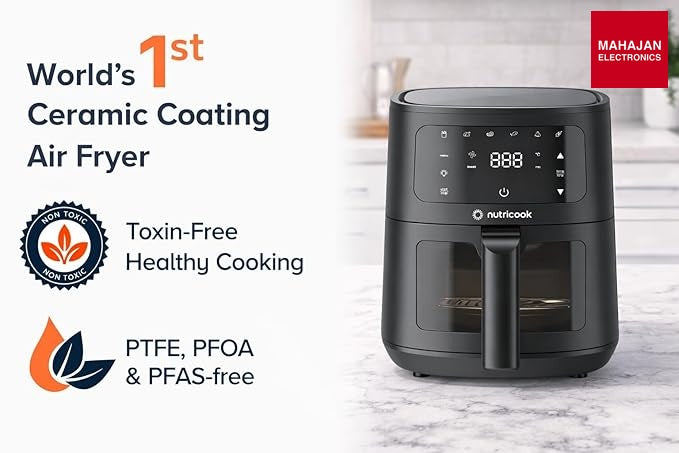 Nutricook Essential 4.5L Air Fryer , 2026 New Launch, 100% Toxin-Free Ceramic Coating - No PTFE, PFAS, PFOA – Mahajan Electronics Online.