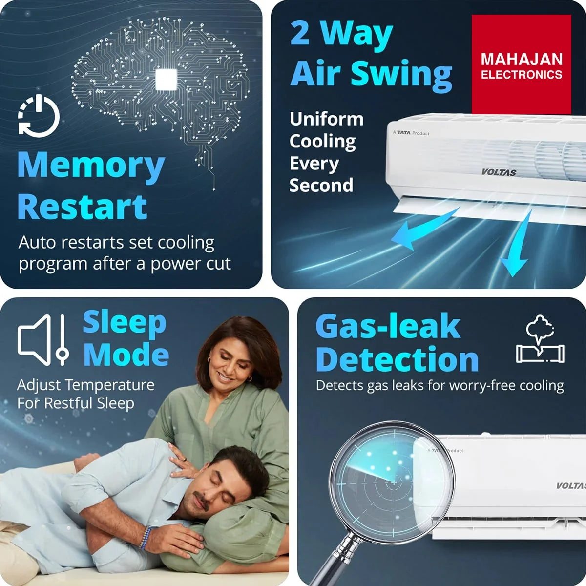Voltas 122FS Emerald 1 Ton 2 Star Fixed Speed Split AC – Mahajan Electronics Online.