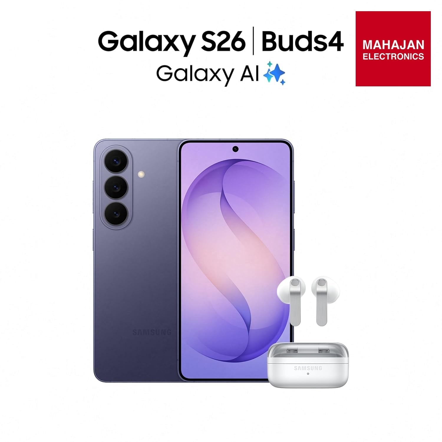 Samsung Galaxy S26 5G (Sky Blue, 12GB RAM, 256GB Storage), AI Phone, Photo Assist, Creative Studio, 50MP – Mahajan Electronics Online.