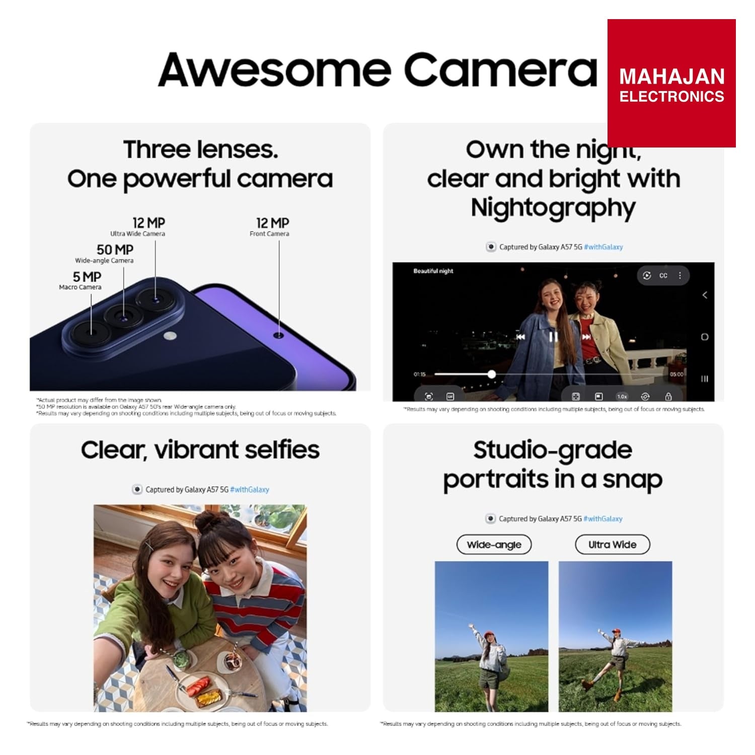 Samsung Galaxy A57 5G (Awesome Lilac, 12GB RAM, 256GB Storage), Agentic AI, Triple Camera with Nightography – Mahajan Electronics Online.