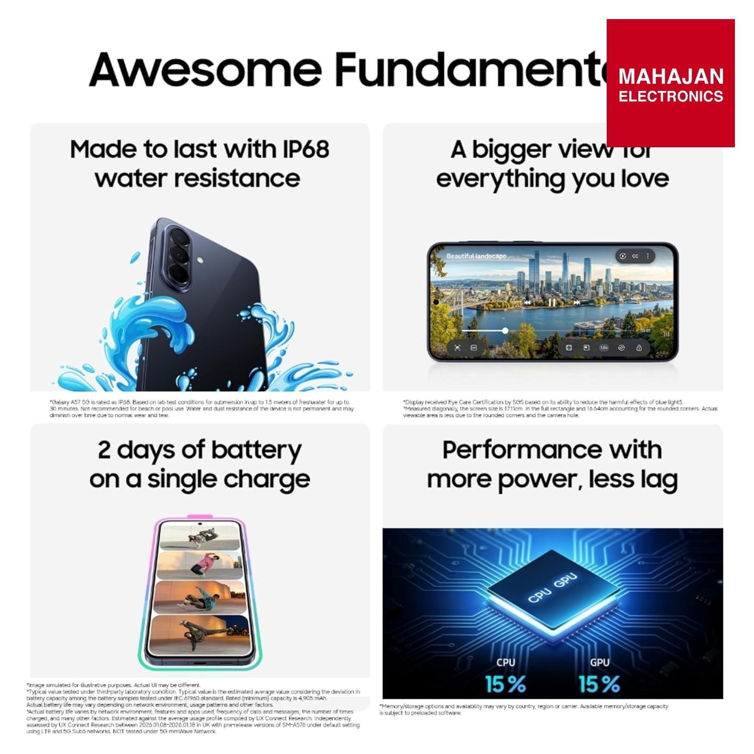 Samsung Galaxy A57 5G (Awesome Lilac, 12GB RAM, 256GB Storage), Agentic AI, Triple Camera with Nightography – Mahajan Electronics Online.