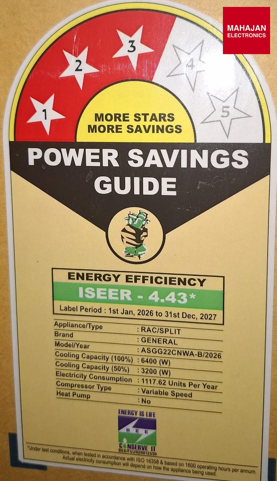 OGeneral ASGG22CNWA-B Split Ac Inverter 1.8 ton 3 star – Mahajan Electronics Online.