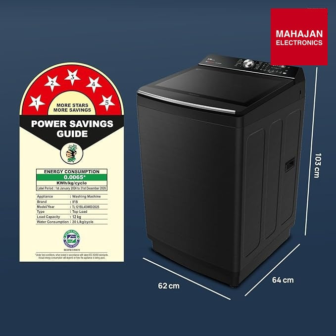 IFB TL121BL4SWID 12 Kg 5 Star AI Powered DeepClean® Technology Fully Automatic Top Load Washing Machine with – Mahajan Electronics Online.