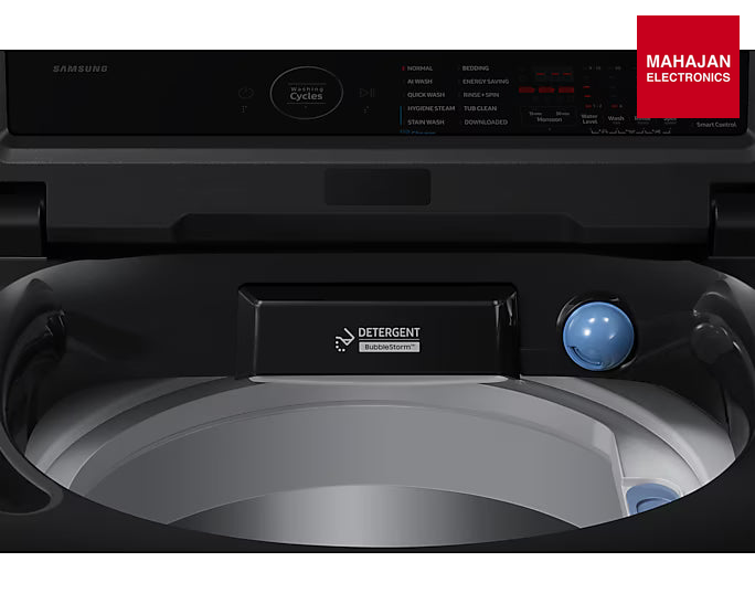 Samsung WA40F08H2BTL 8 Kg 5 Star Top Load Fully Automatic Washing Machine (Black Caviar) | AI Wash – Mahajan Electronics Online.