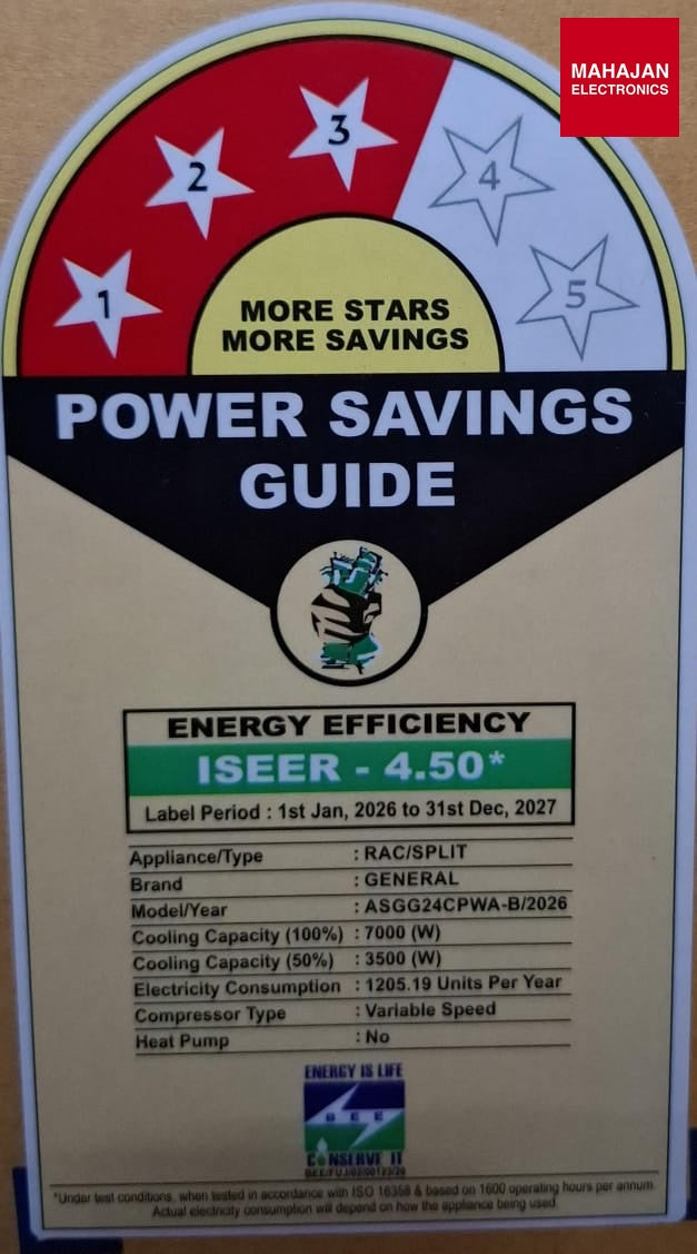 O General ASGG24CPWA-B 2.0 Ton 3 Star Inverter Split AC 2026 (Copper, Hyper Tropical Rotary Compressor, R32 – Mahajan Electronics Online.