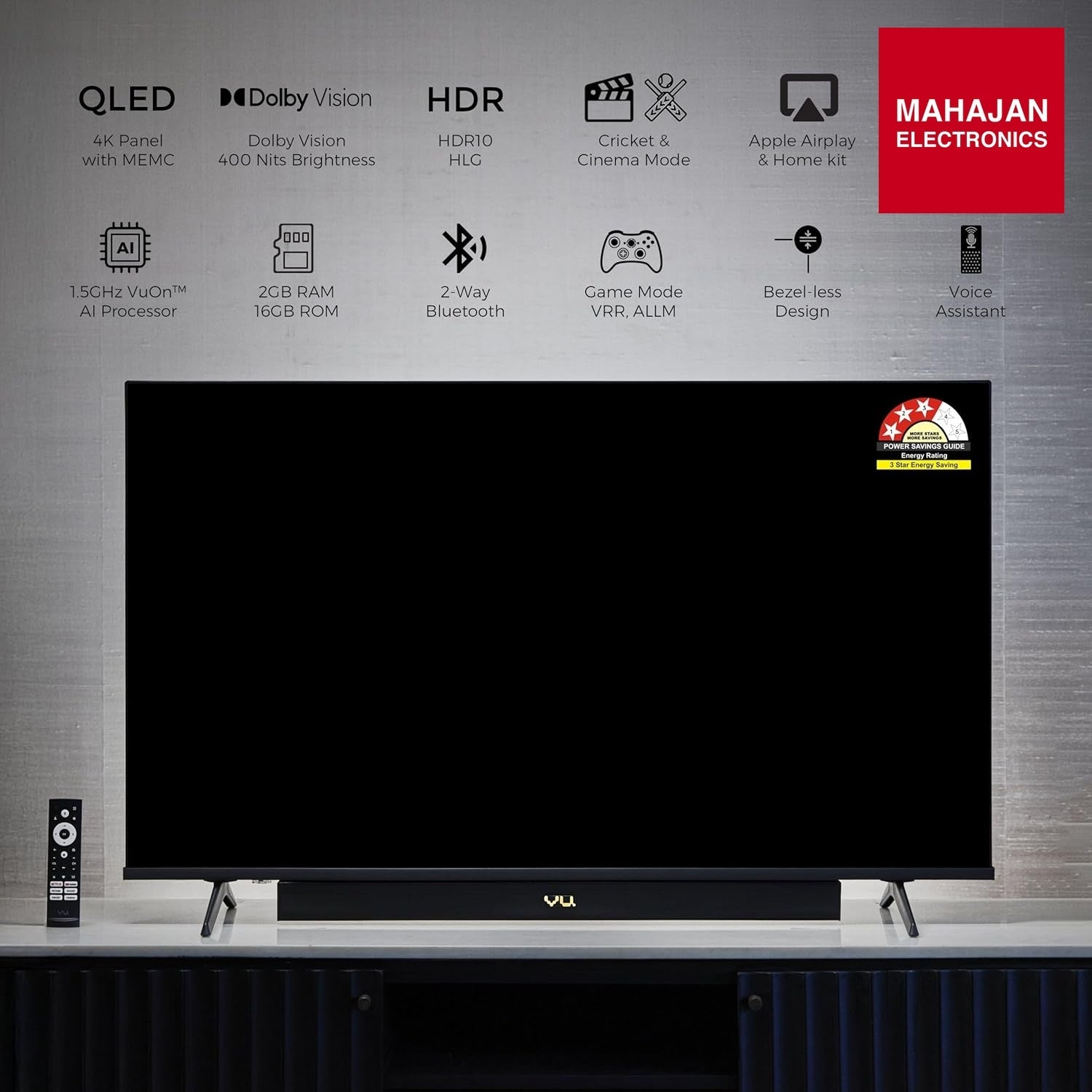 Vu 55VIBE-DV 139cm (55 inches) Vibe Series 4K QLED Smart Google TV – Mahajan Electronics Online.