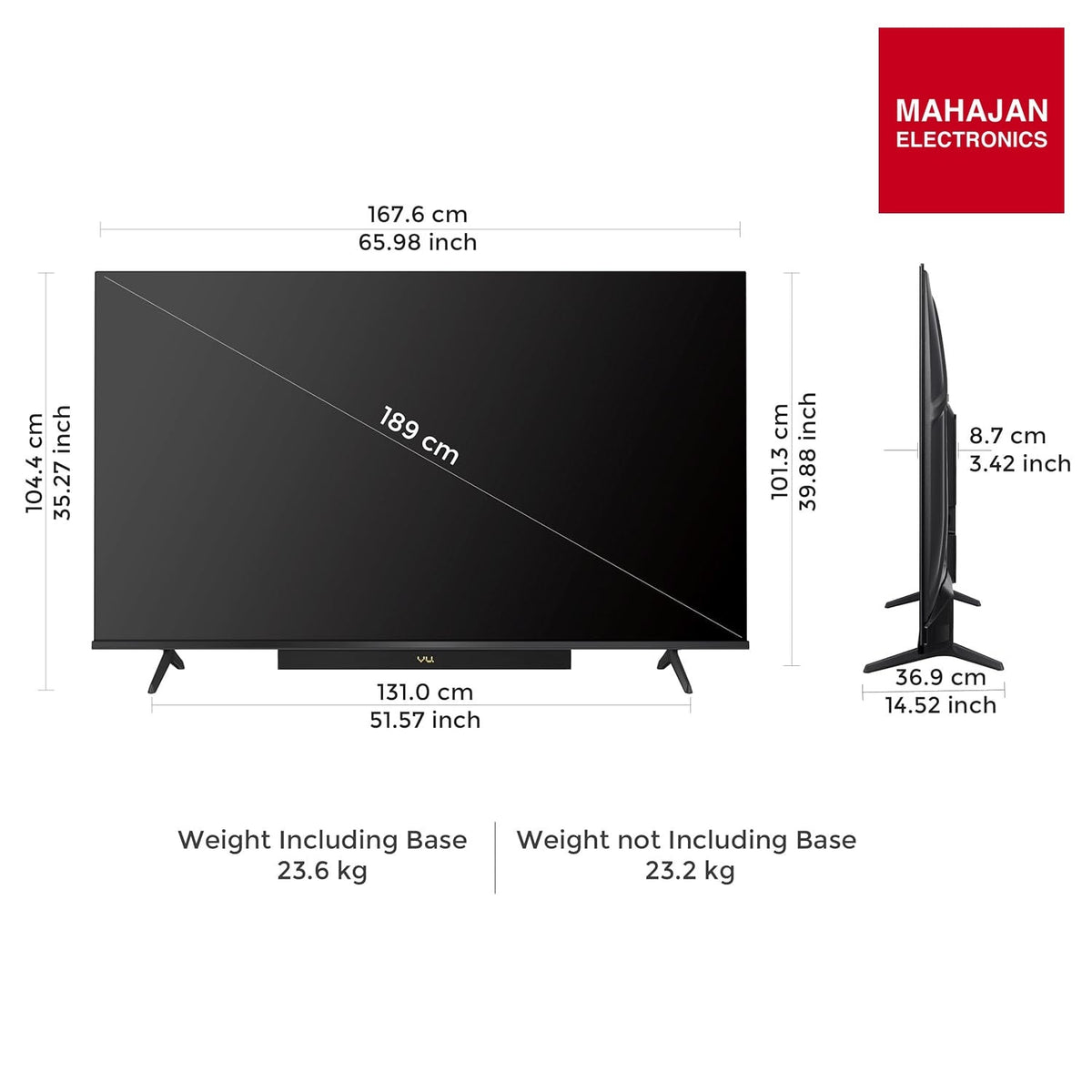 Vu 75VIBE-DV 189cm (75 inches) Vibe Series 4K QLED Smart Google TV – Mahajan Electronics Online.