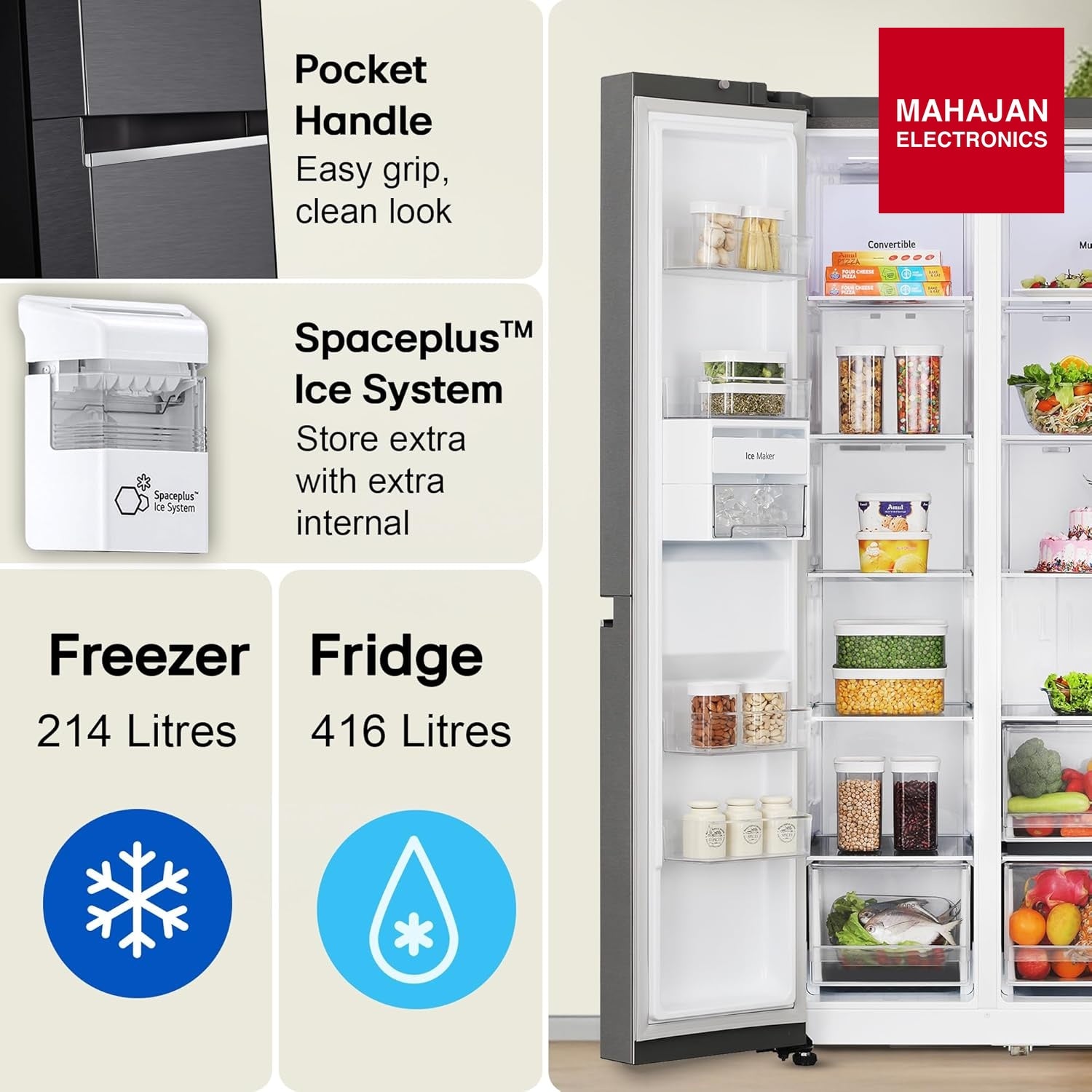 LG GL-L257CMC3 630 L, 3 Star, Frost-Free, Double Door, Door Cooling+, Hygiene Fresh+, Smart Inverter, Wi-Fi – Mahajan Electronics Online.