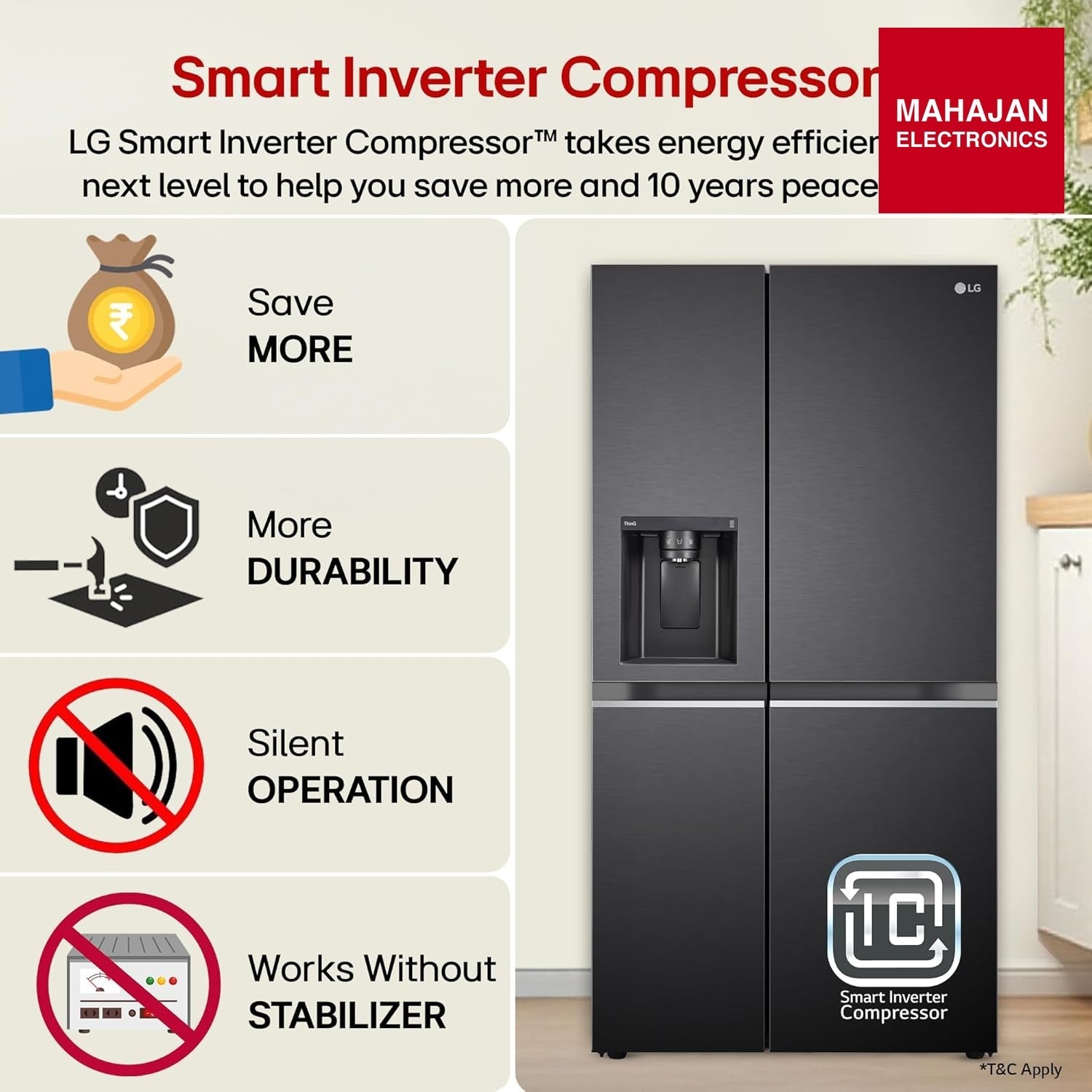 LG GL-L257CMC3 630 L, 3 Star, Frost-Free, Double Door, Door Cooling+, Hygiene Fresh+, Smart Inverter, Wi-Fi – Mahajan Electronics Online.