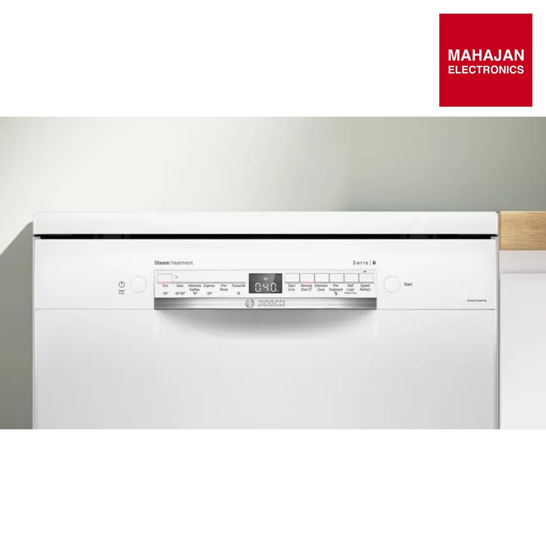 Bosch 14 Place Settings Dishwasher (SMS6IKW01I, Free-Standing, 60 cm, White, Home Connect, EcoSilence Drive – Mahajan Electronics Online.
