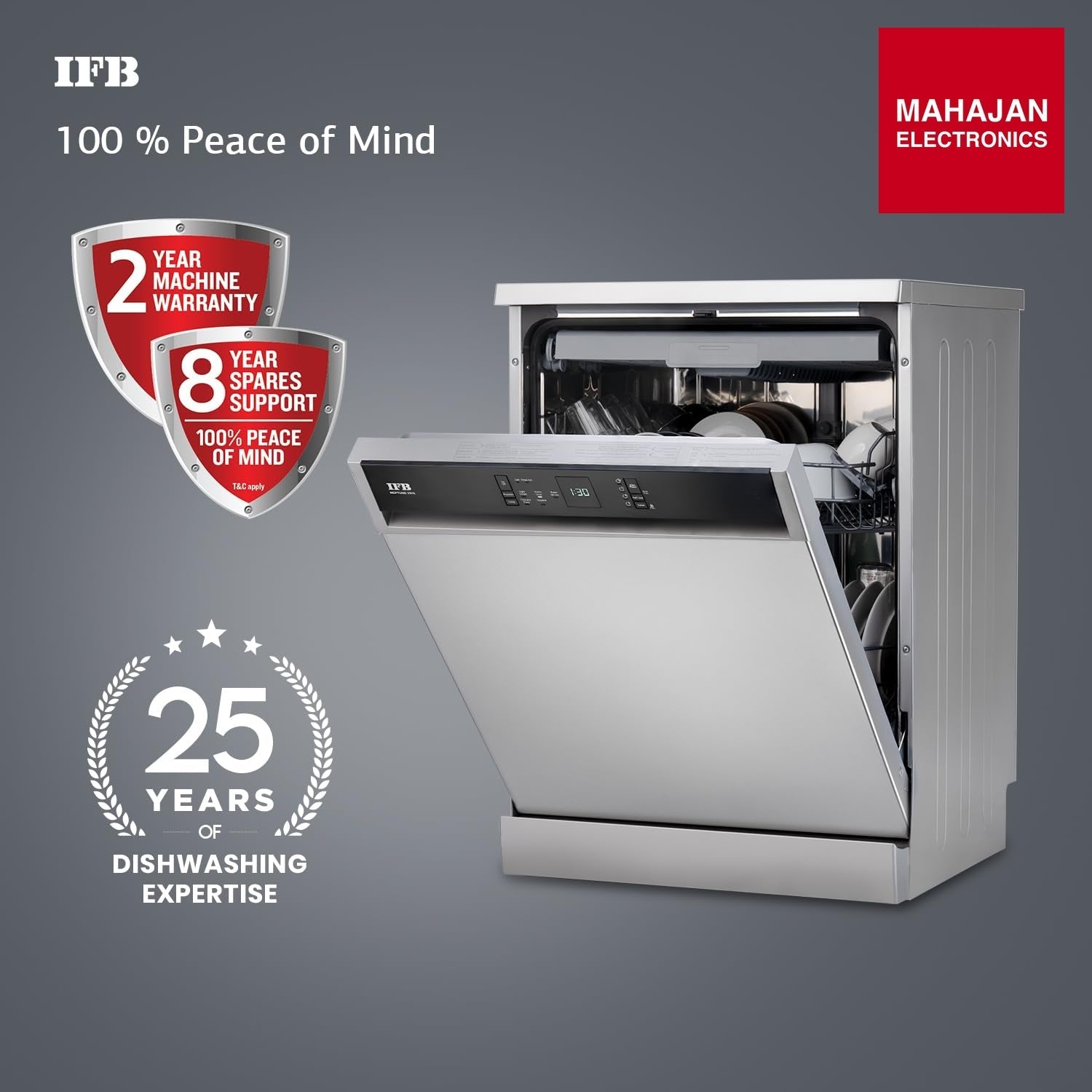 IFB Neptune VX15 15 Place Settings with DeepClean® Technology Freestanding Dishwasher ( Dark Silver, 70° Hot – Mahajan Electronics Online.