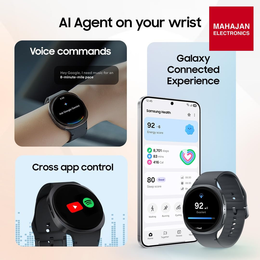 Samsung Galaxy Watch8 (44mm, LTE, Silver) with 3nm Processor | Dual GPS | Sapphire Glass & Armor Aluminum – Mahajan Electronics Online.