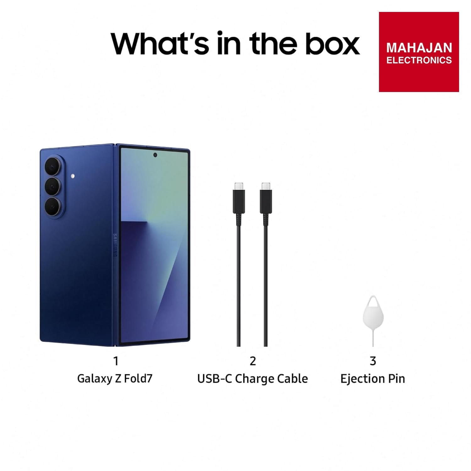 Samsung Galaxy Z Fold7 5G Smartphone with Galaxy AI (Blue Shadow, 12GB RAM, 256GB Storage), Ultra Sleek – Mahajan Electronics Online.