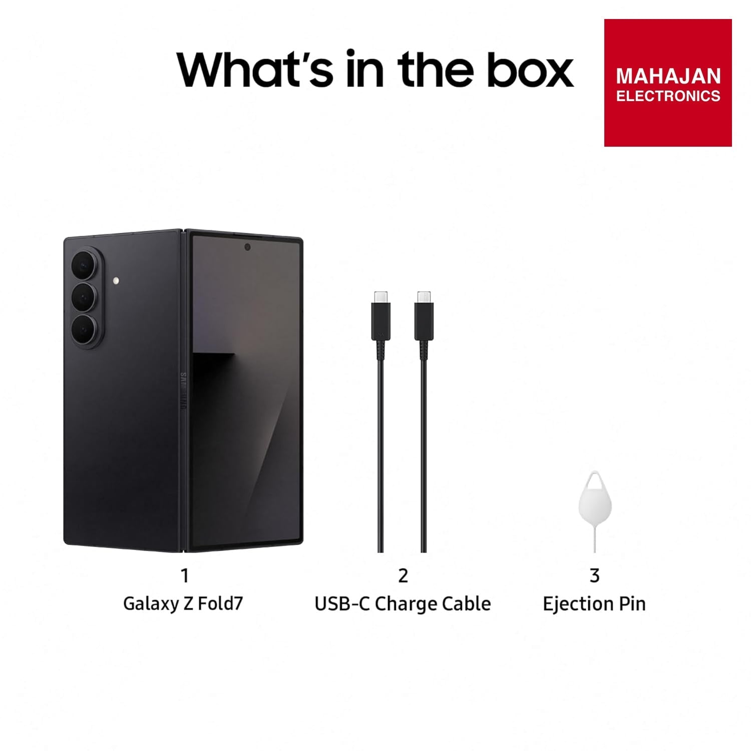 Samsung Galaxy Z Fold7 5G Smartphone with Galaxy AI (JetBlack, 12GB RAM, 256GB Storage), Ultra Sleek Design – Mahajan Electronics Online.