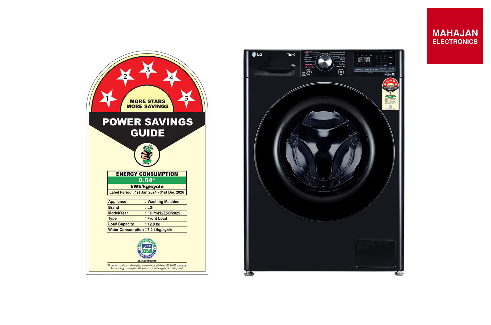 LG FHP1412Z5O 12Kg Front Load Washing Machine, AI Direct Drive™, Onyx Black – Mahajan Electronics Online.