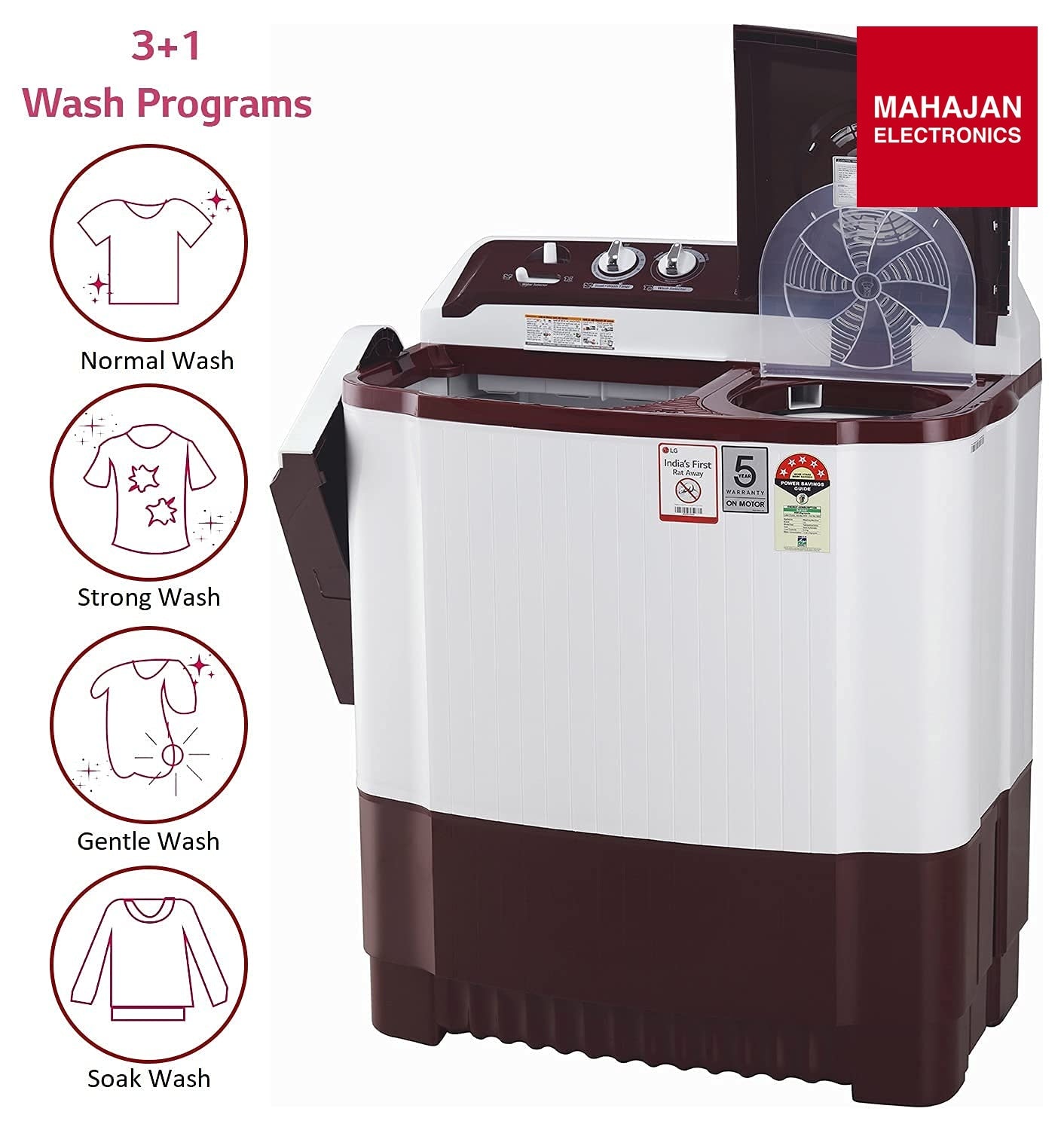 LG P8035SRAZA 8 kg Semi Automatic Top Load Washing Machine, White 2025 – Mahajan Electronics Online.