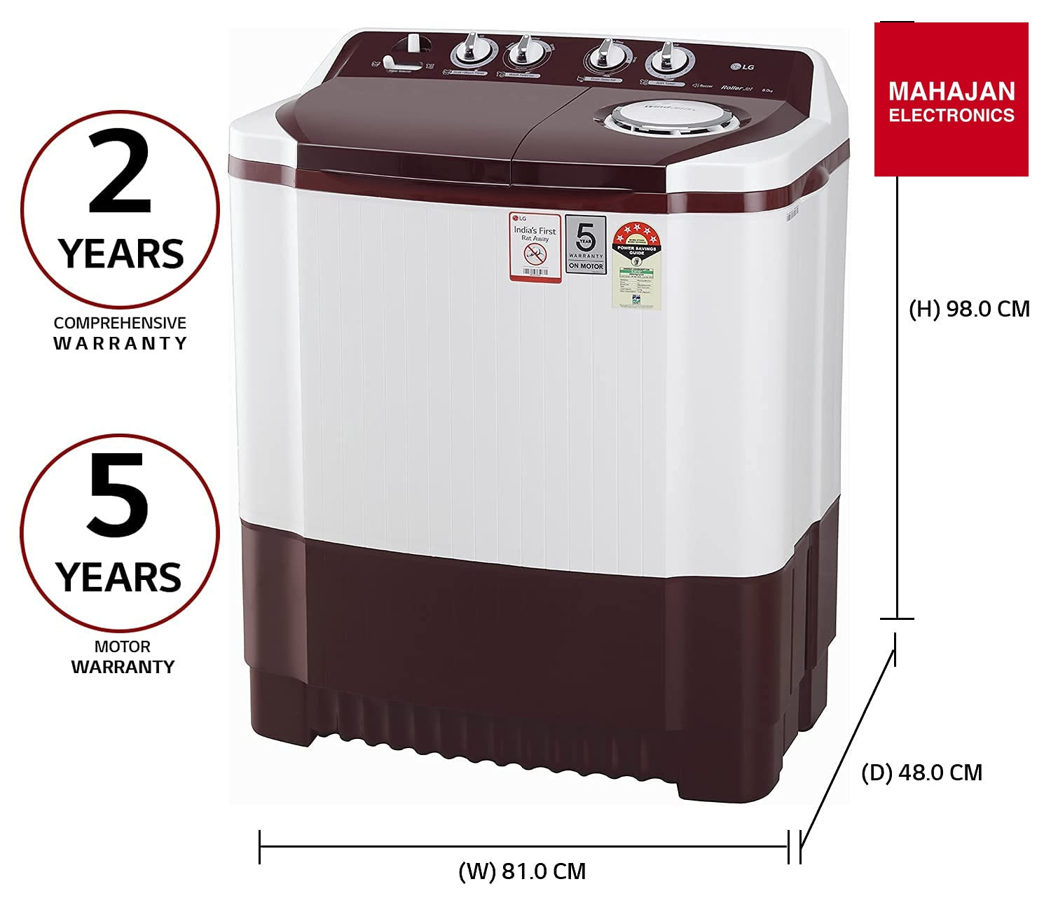 LG P8035SRAZA 8 kg Semi Automatic Top Load Washing Machine, White 2025 – Mahajan Electronics Online.