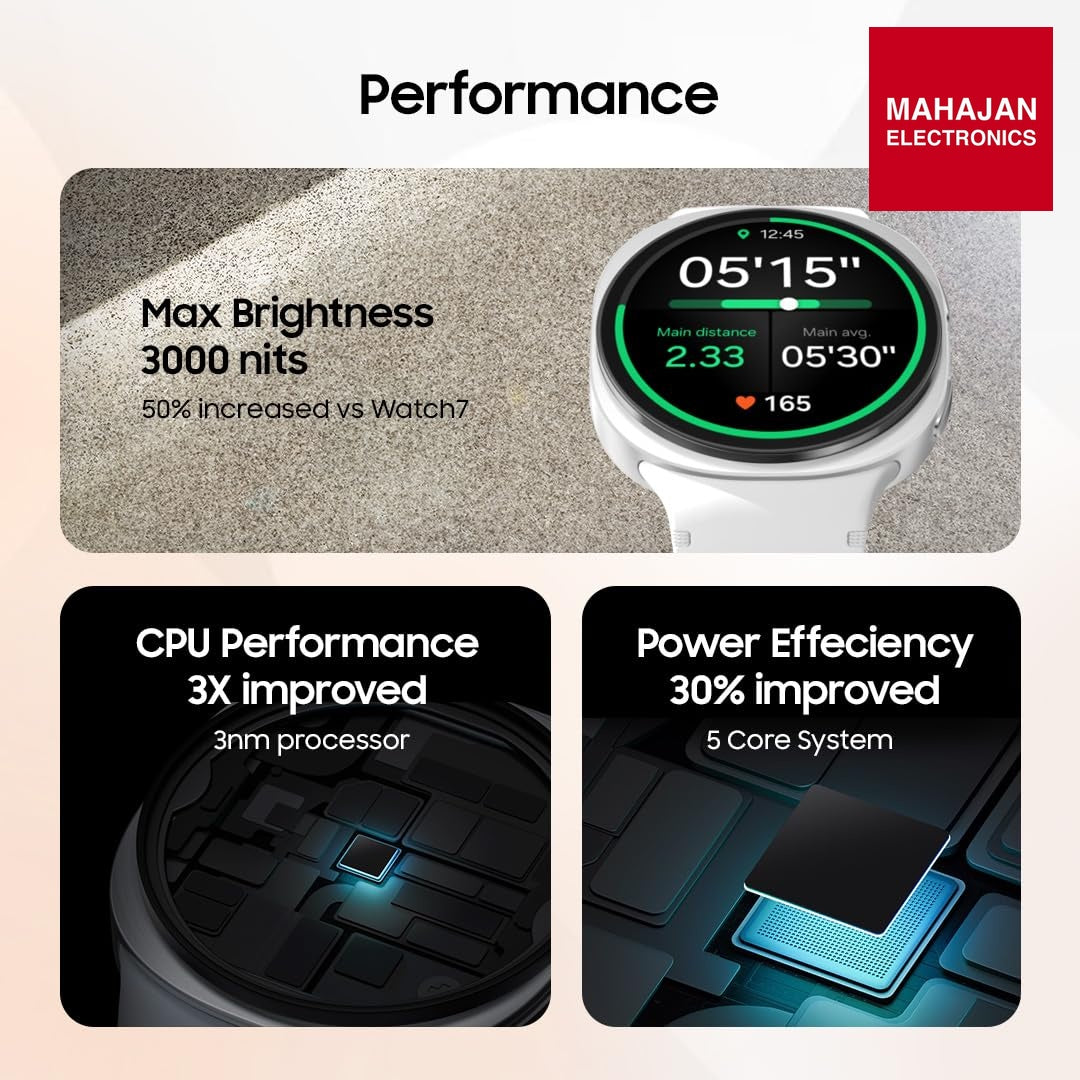 Samsung Galaxy Watch8 (40mm, Bluetooth, Graphite) with 3nm Processor | Dual GPS | Sapphire Glass & Armor – Mahajan Electronics Online.