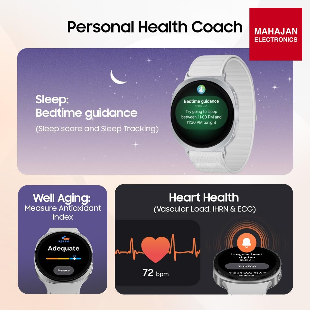 Samsung Galaxy Watch8 (40mm, Bluetooth, Graphite) with 3nm Processor | Dual GPS | Sapphire Glass & Armor – Mahajan Electronics Online.