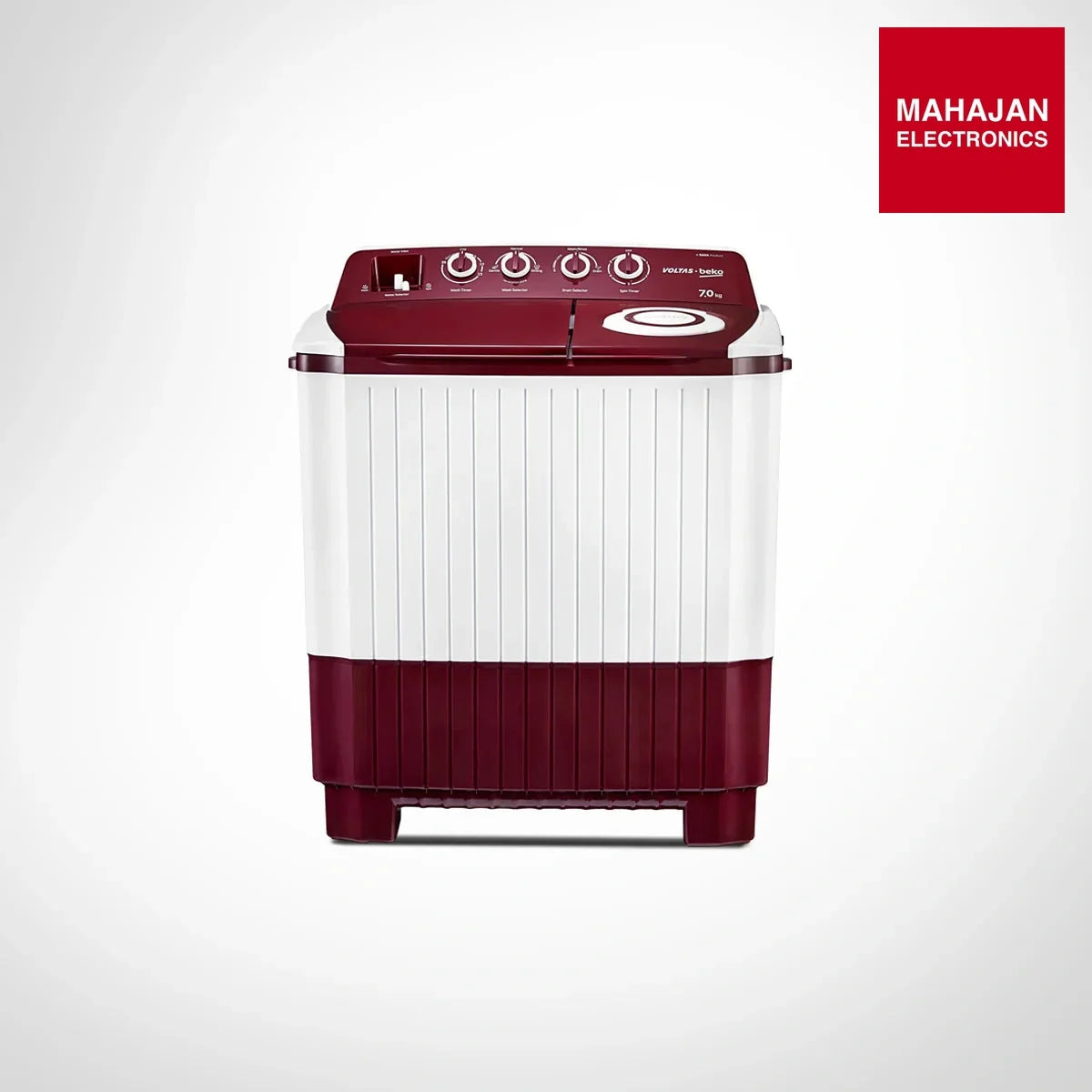 Voltas Beko WTT70DLIM/BRSSWH5POD 7 Kg Semi-Automatic Top Load Washing Machine – Burgundy | Collar Scrubber – Mahajan Electronics Online.