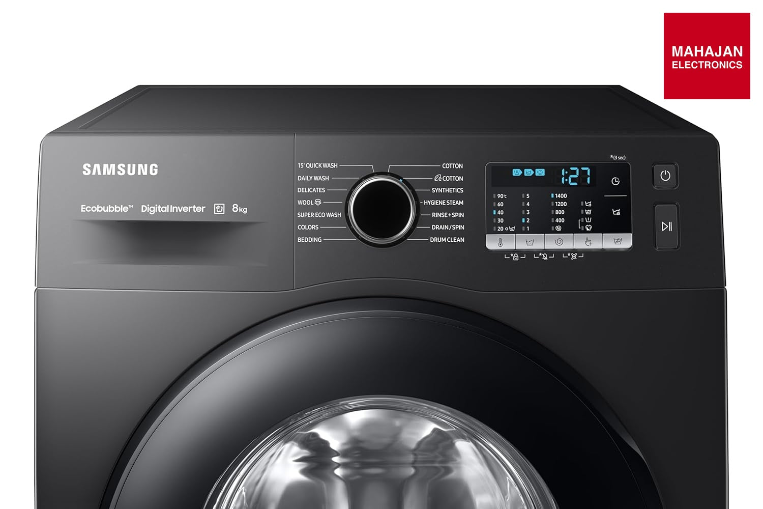 Samsung WW80TA046AB1TL 8 kg, Hygiene Steam with Inbuilt Heater, Digital Inverter, Fully-Automatic Front Load Washing Machine ( Black) Mahajan Electronics Online