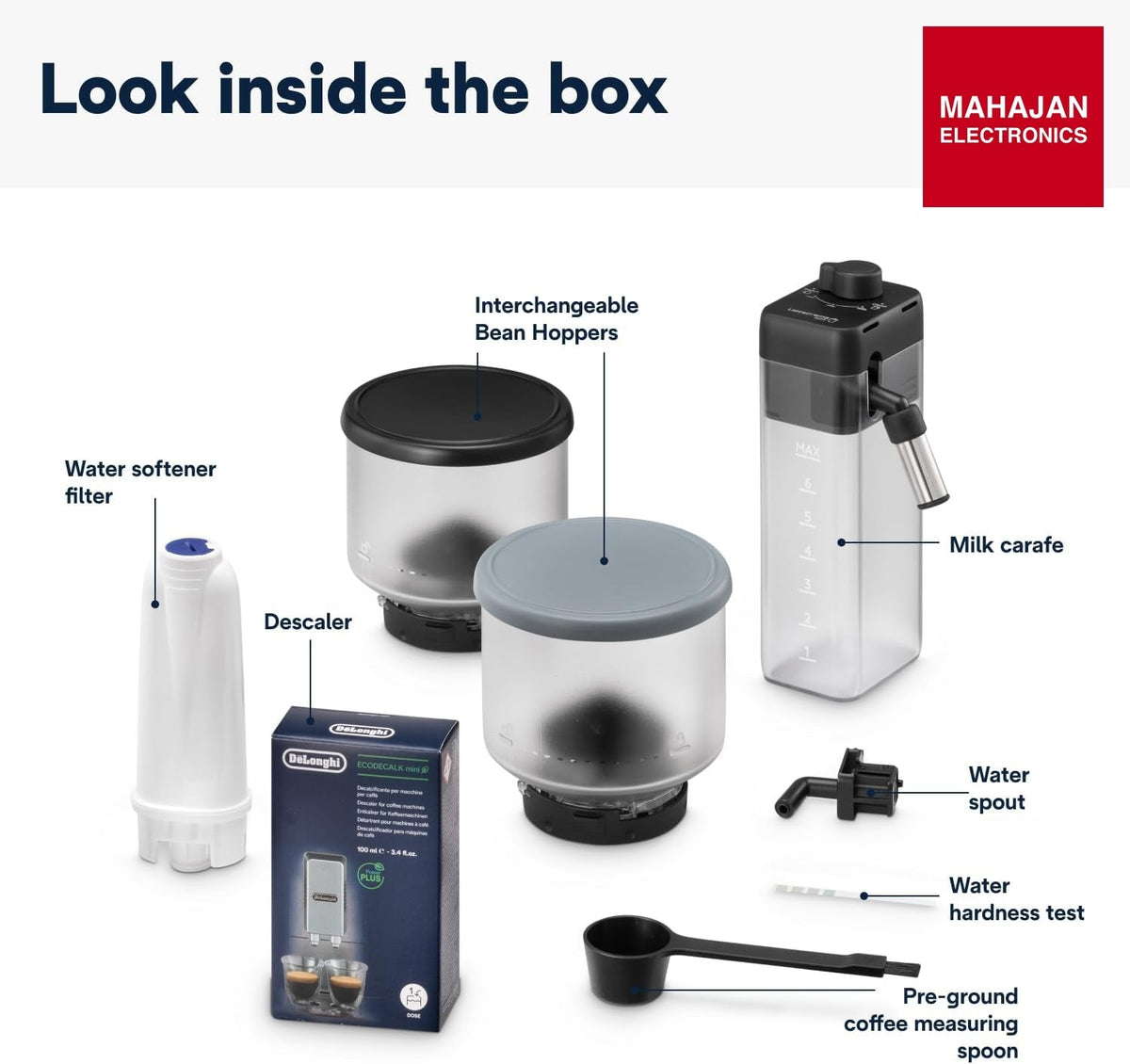 De'Longhi Rivelia EXAM440.55.B Fully Automatic Coffee Machine – LatteCrema Hot, Automatic Milk Frother – Mahajan Electronics Online.