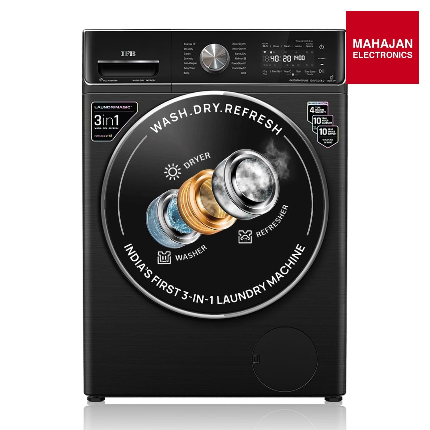IFB EXECUTIVE PLUS ZXB 10 Kg/7 Kg/3 Kg 3-in-1, AI Powered, Fully Automatic Washer Dryer Refresher (IFB – Mahajan Electronics Online.