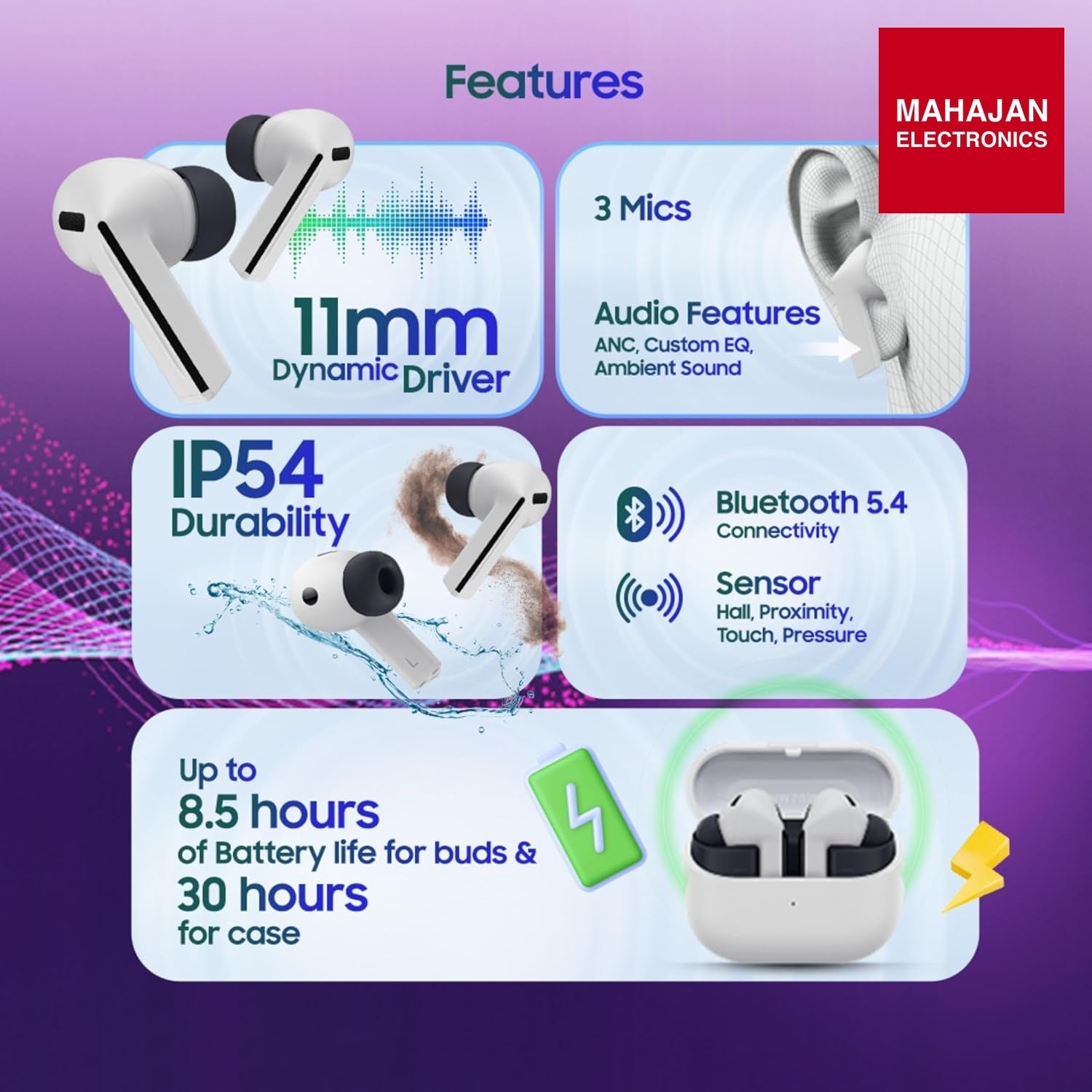 Samsung Galaxy Buds3 FE (Gray) with Galaxy AI | ANC | 360-Audio | IP54 | 11mm Dynamic Driver – Mahajan Electronics Online.