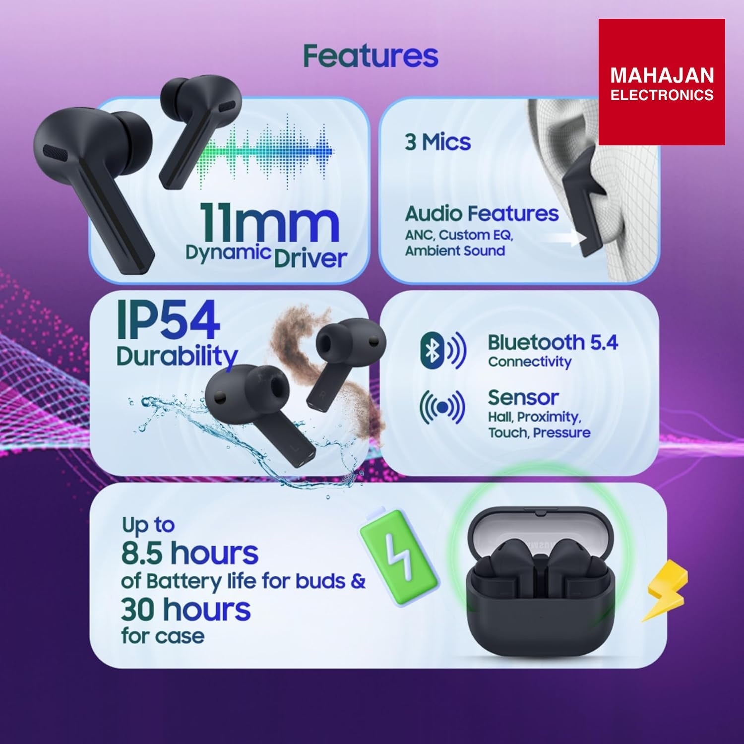 Samsung Galaxy Buds3 FE (Black) with Galaxy AI – Mahajan Electronics Online.