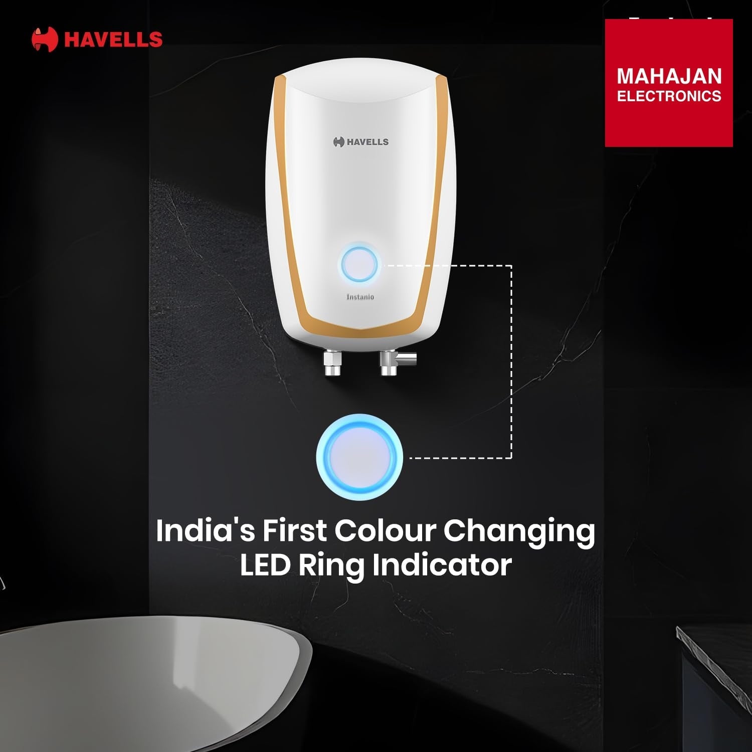 Havells Instanio 3L Instant Water Heater(Geyser)|Temp. Sensing LED Indicator| Rust & Shock Proof Body| ISI – Mahajan Electronics Online.
