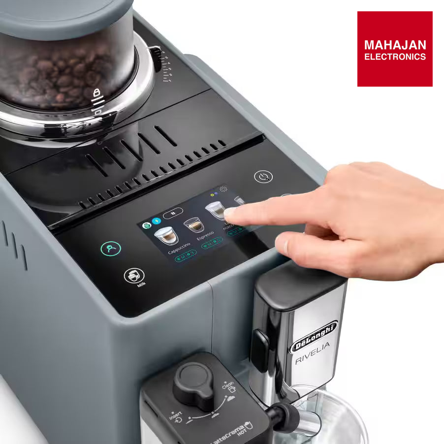 De'Longhi Rivelia EXAM440.55.G Fully Automatic Coffee Machine – LatteCrema Hot, Automatic Milk Frother – Mahajan Electronics Online.