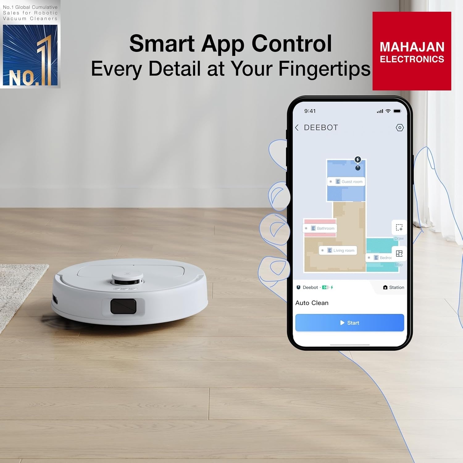ECOVACS DEEBOT N30 White 2 in 1 Robot Vacuum Cleaner & Mop, 2025 New Launch, 10000 Pa Suction, 5200mAh – Mahajan Electronics Online.