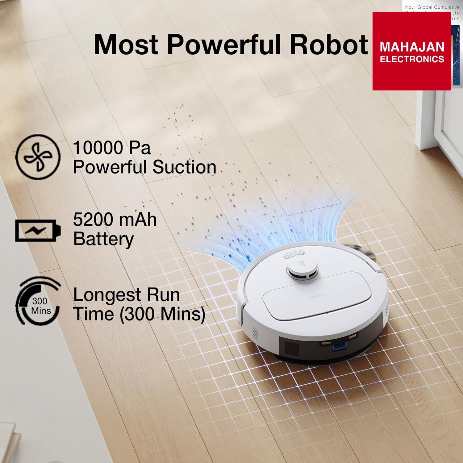 ECOVACS DEEBOT N30 White 2 in 1 Robot Vacuum Cleaner & Mop, 2025 New Launch, 10000 Pa Suction, 5200mAh – Mahajan Electronics Online.
