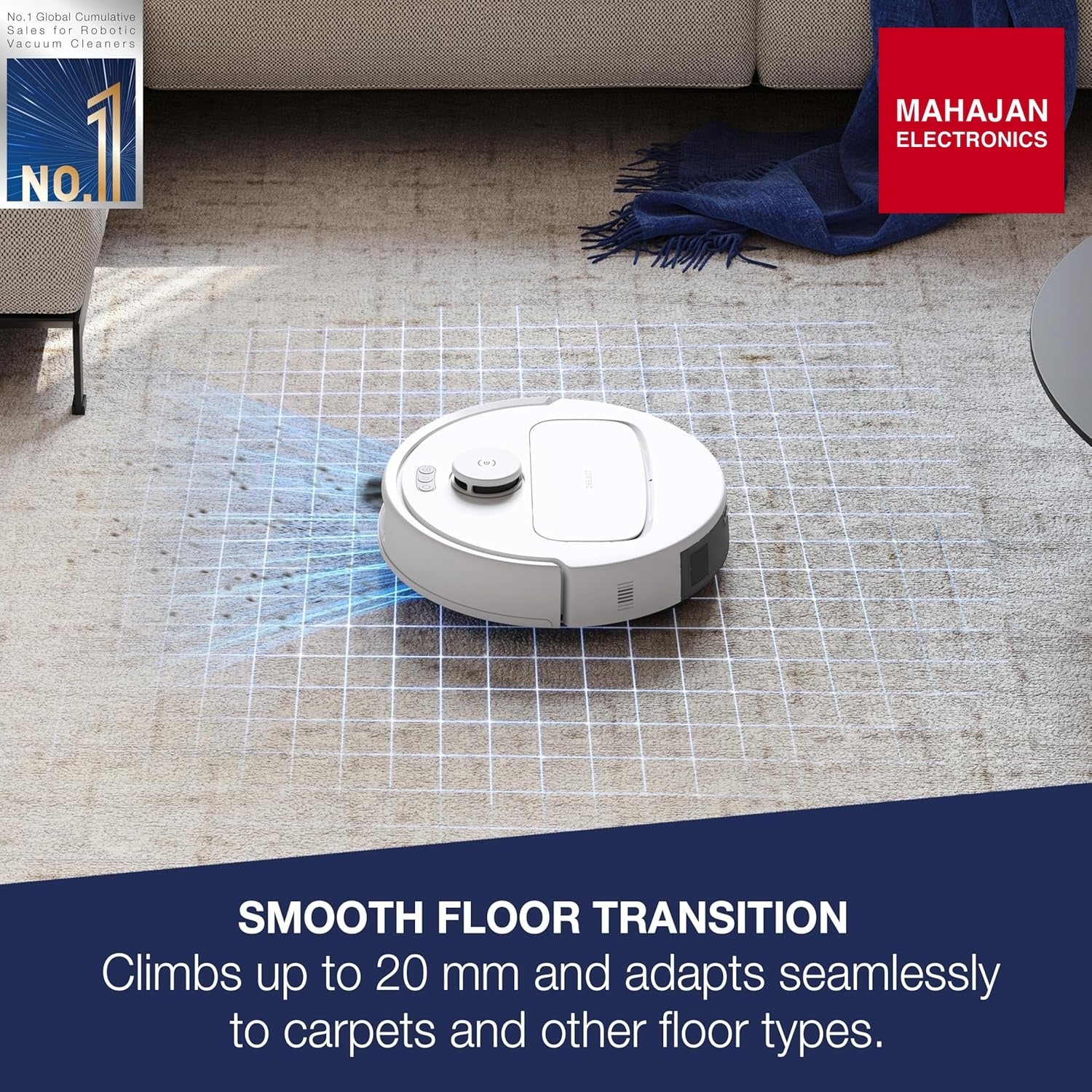 ECOVACS DEEBOT N30 White 2 in 1 Robot Vacuum Cleaner & Mop, 2025 New Launch, 10000 Pa Suction, 5200mAh – Mahajan Electronics Online.