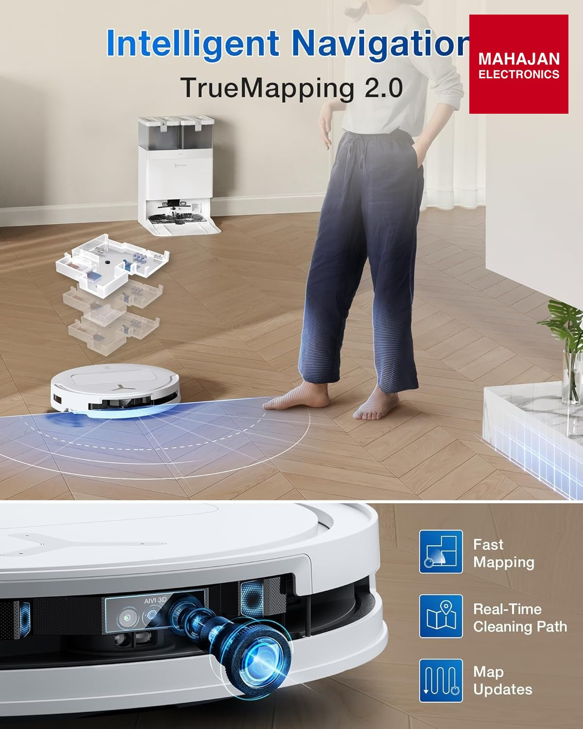 ECOVACS Deebot T50 PRO Omni 2 In 1 Robot Vacuum Cleaner & Mop,2025 Launch,15000 Pa Suction,6400 Mah – Mahajan Electronics Online.