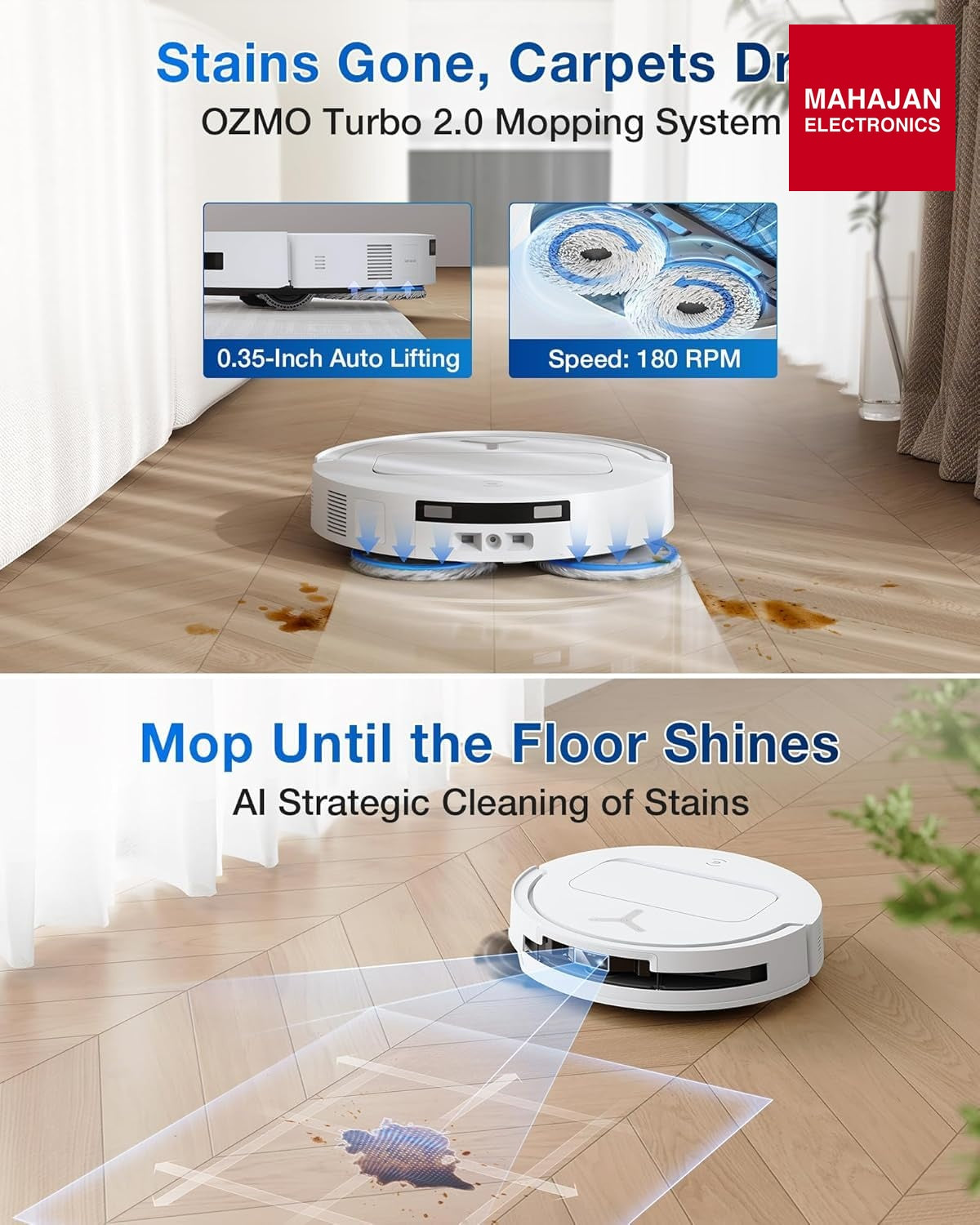ECOVACS Deebot T50 PRO Omni 2 In 1 Robot Vacuum Cleaner & Mop,2025 Launch,15000 Pa Suction,6400 Mah – Mahajan Electronics Online.