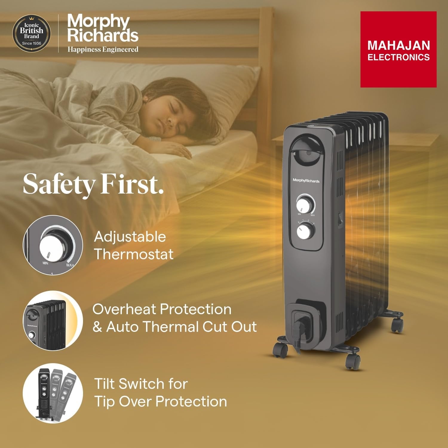 Morphy Richards OFR Room Heater, 9F WAVE FIN Fin 2400 Watts Oil Filled Room Heater with 400W PTC Ceramic Fan – Mahajan Electronics Online.