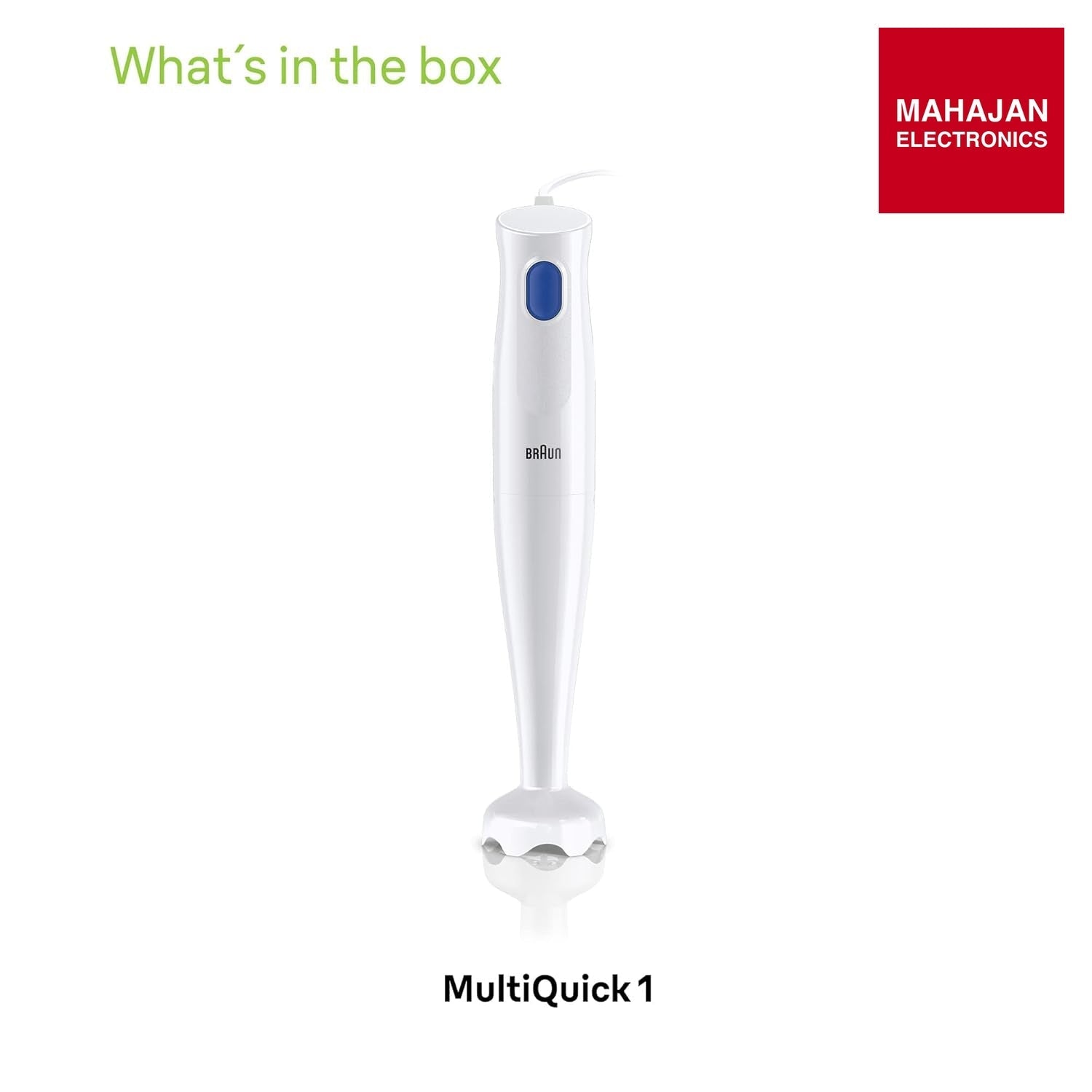 Braun MQ10.000PWH MultiQuick 1 Hand Blender 450W with EasyTwist Technology, Lightweight, Stainless Steel – Mahajan Electronics Online.