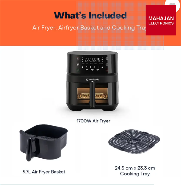 Nutricook NC-AF357VIN Air Fryer 3 VISION Digital Control Panel Display, 10 Preset Programs Air Fryer (5.7 L) – Mahajan Electronics Online.